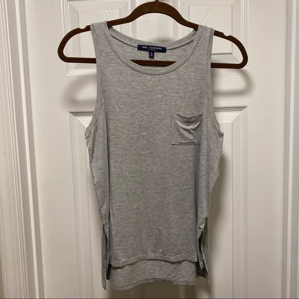Heather Gray Tank Top with Side Zipper Detail